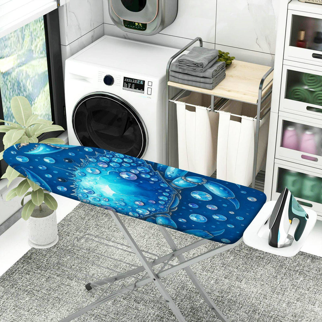 1-Piece Ocean Blue Bubble Crab  Ironing Board Cover, Universal Size, Without Board