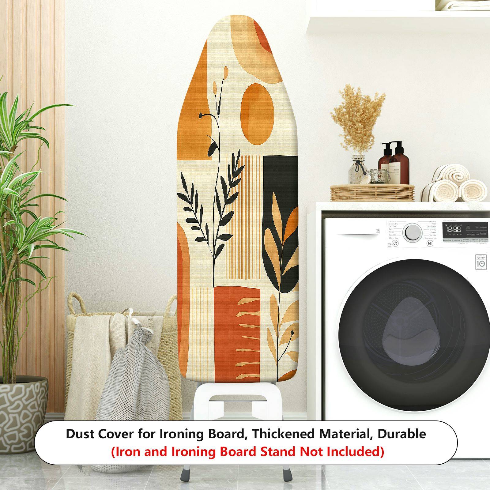 1-Piece Retro Orange Leaf Pattern Contemporary  Ironing Board Cover, Universal Size, Without Board