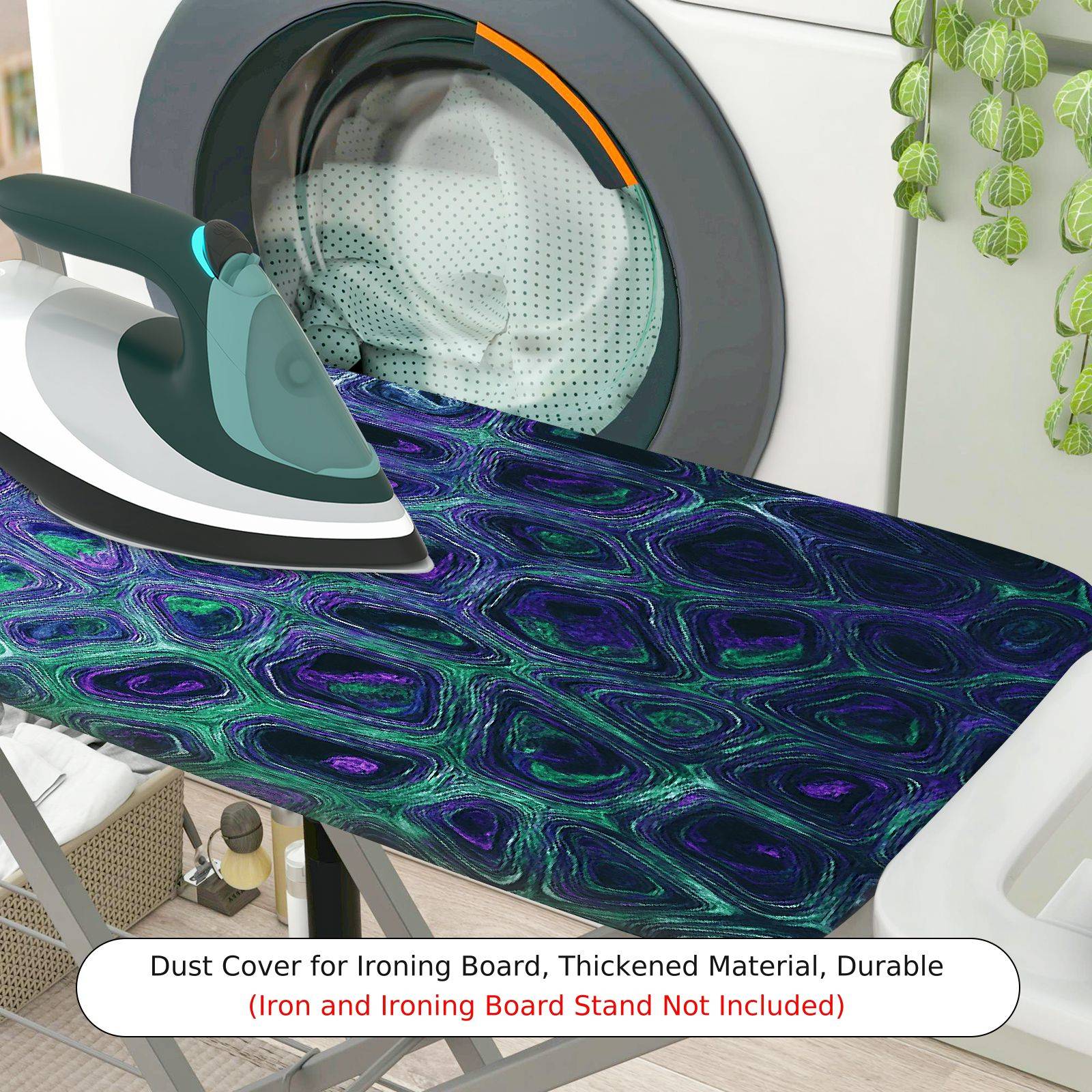 1-Piece Peacock Feather Abstract Pattern Colorful  Ironing Board Cover, Universal Size, Without Board