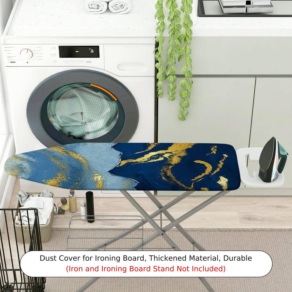 1-Piece Abstract Marble Gold Blue  Ironing Board Cover, Universal Size, Without Board
