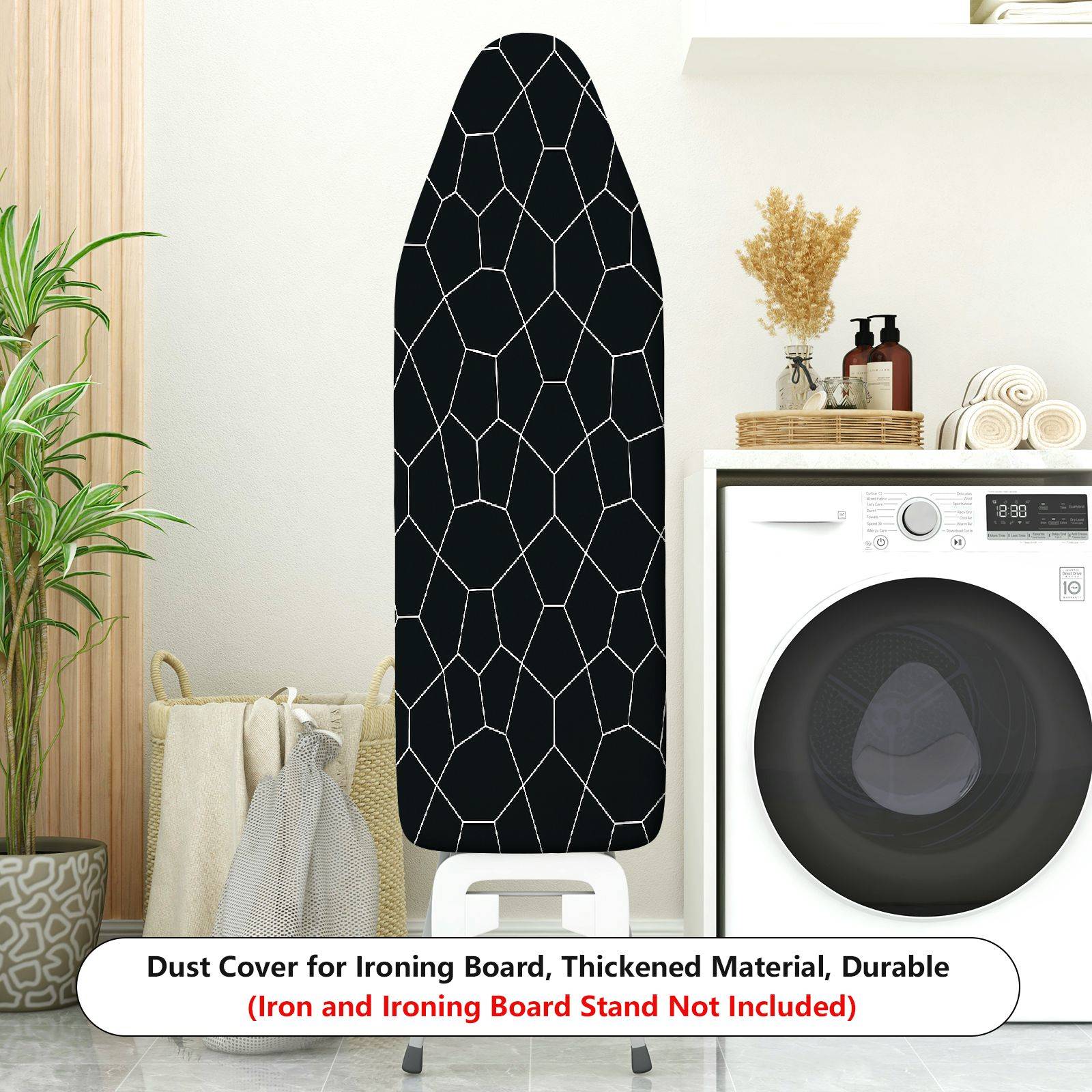 1-Piece Abstract Geometric Black  Ironing Board Cover, Universal Size, Without Board
