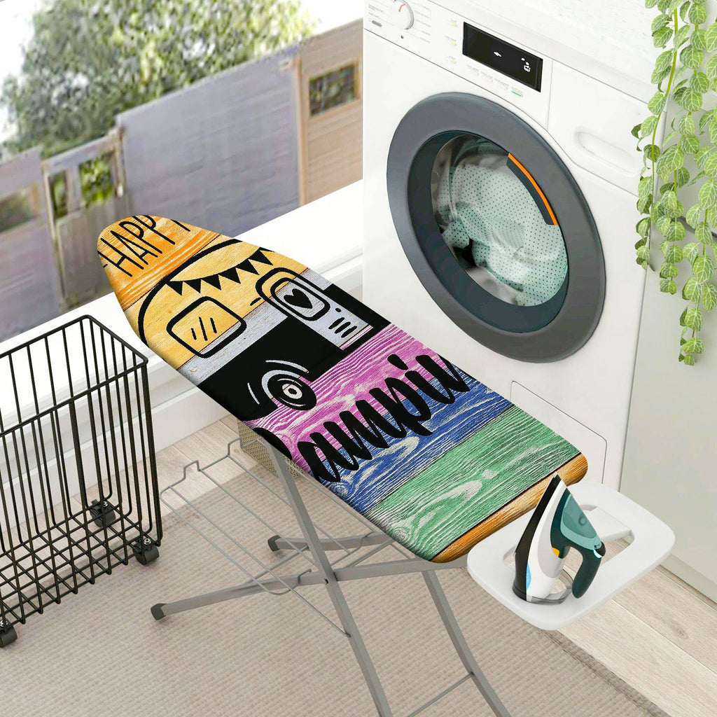 1-Piece Campers Retro Colorful  Ironing Board Cover, Universal Size, Without Board