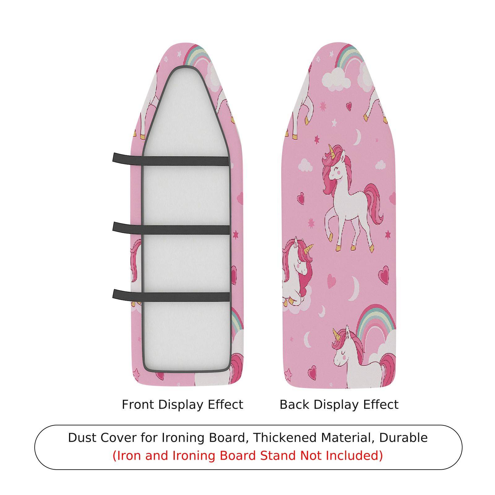 1-Piece Unicorn Pink Rainbow  Ironing Board Cover, Universal Size, Without Board