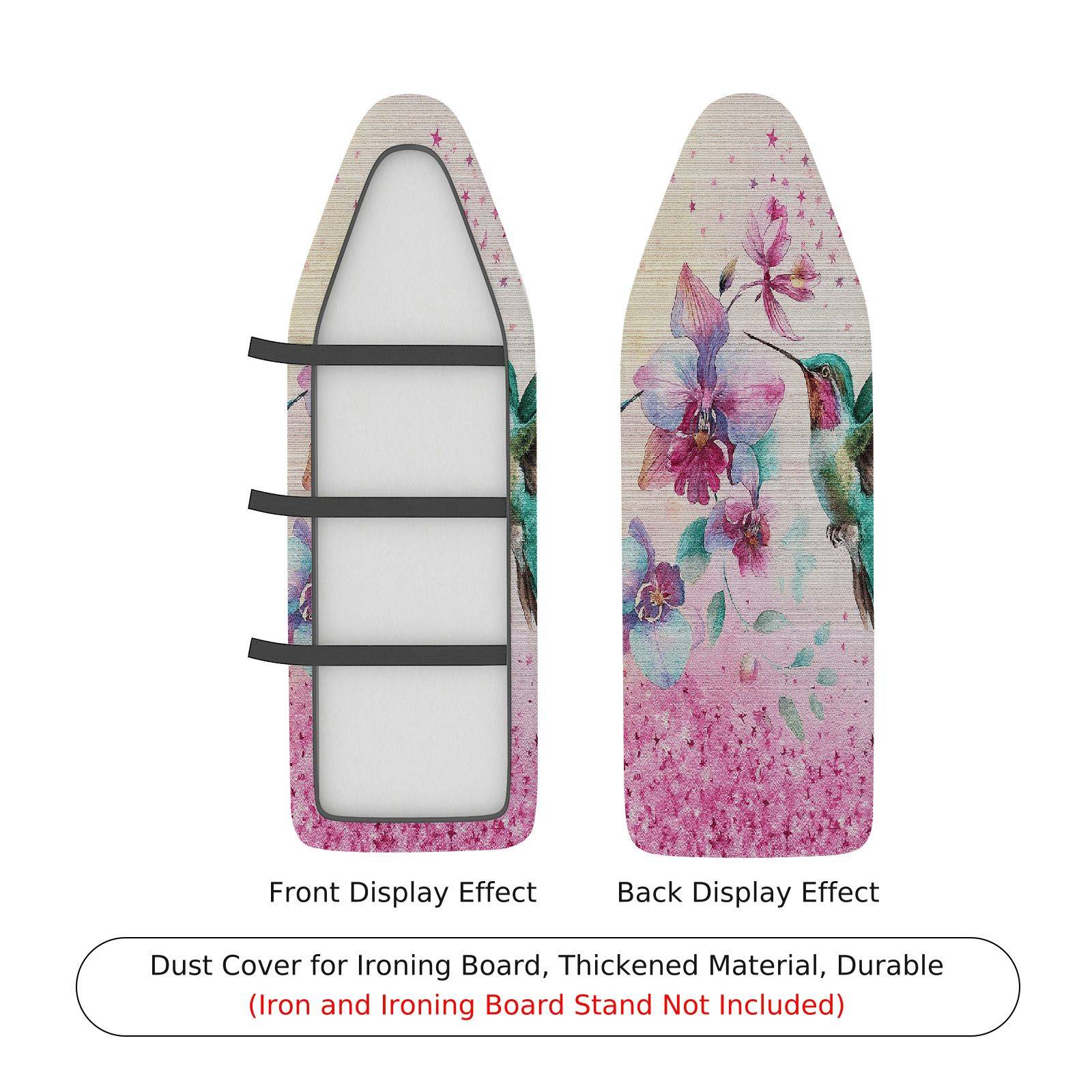 1-Piece Floral Hummingbird Pink  Ironing Board Cover, Universal Size, Without Board