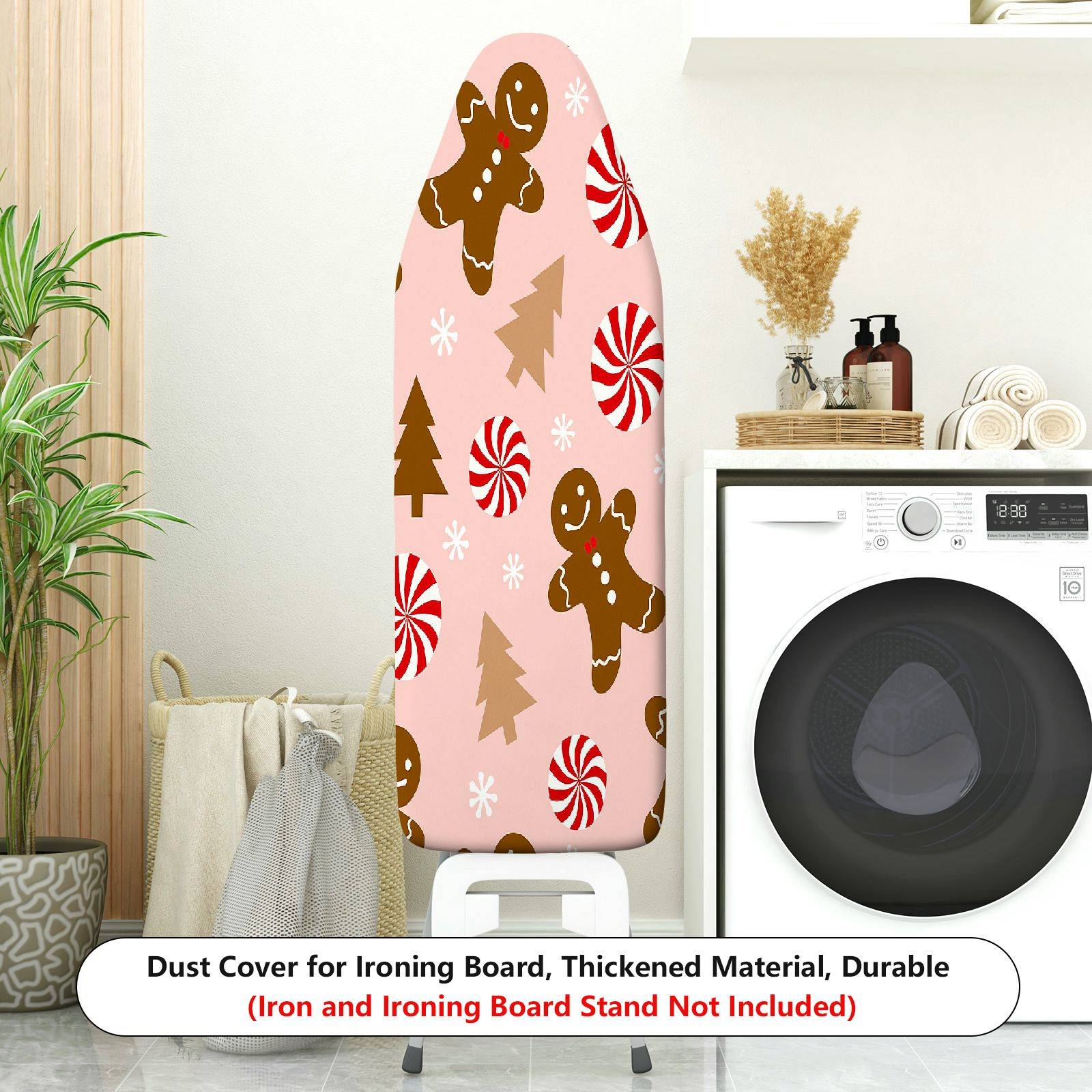 1-Piece Christmas Candy Gingerbread Tree  Ironing Board Cover, Universal Size, Without Board