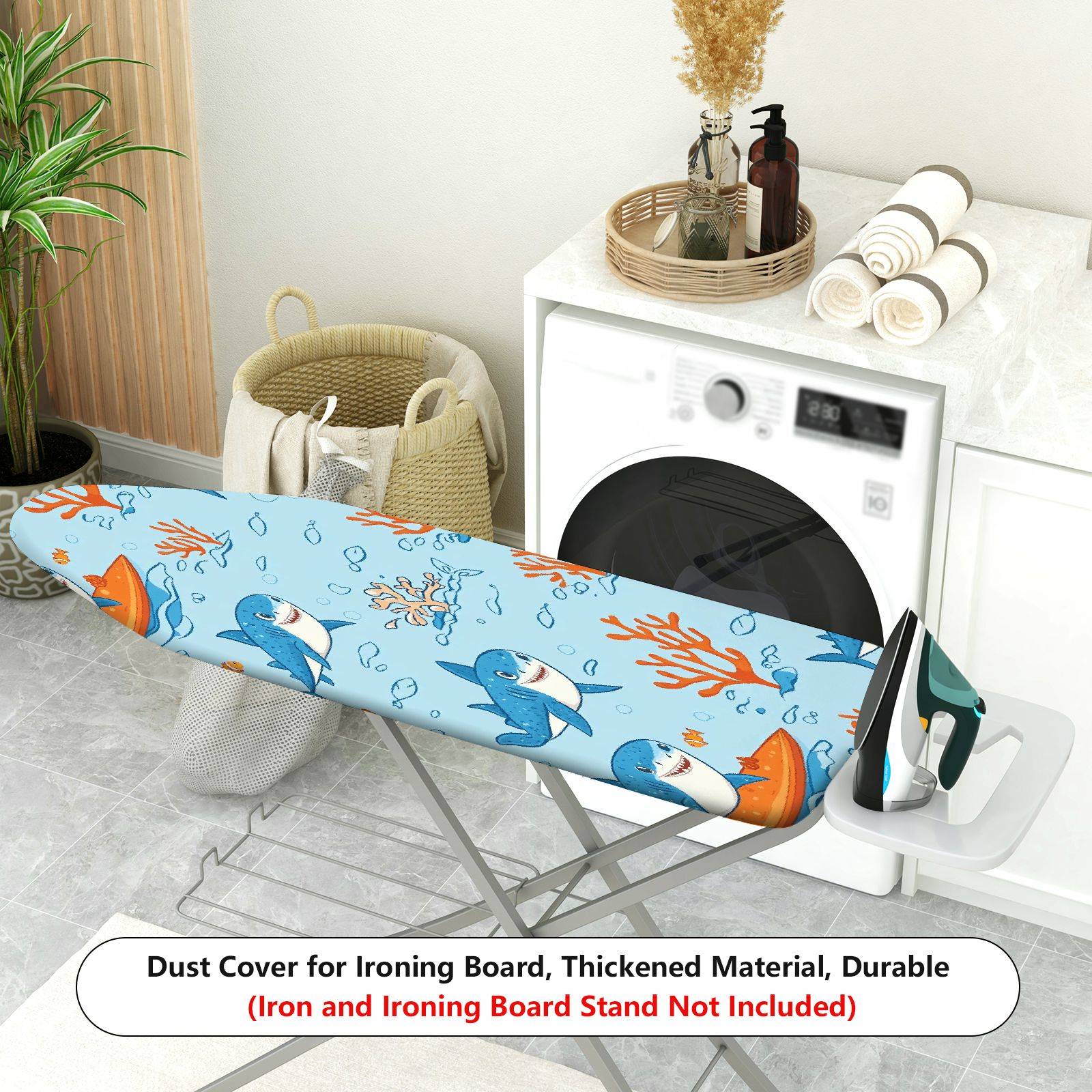 1-Piece Shark Coral Ocean  Ironing Board Cover, Universal Size, Without Board
