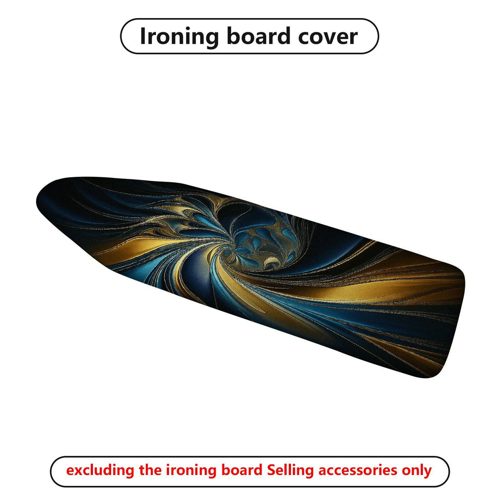 1-Piece Abstract Swirl Pattern Blue Gold  Ironing Board Cover, Universal Size, Without Board