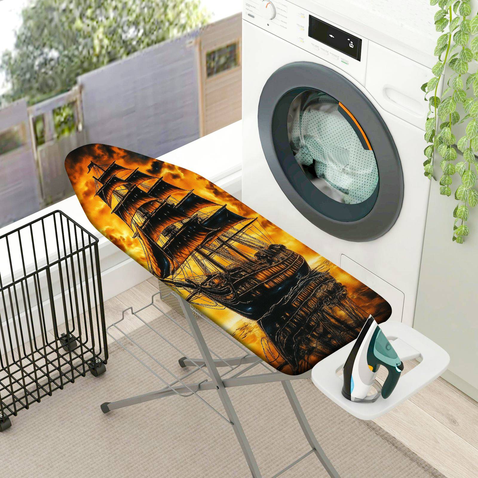 1-Piece Ship Ocean Adventure  Ironing Board Cover, Universal Size, Without Board