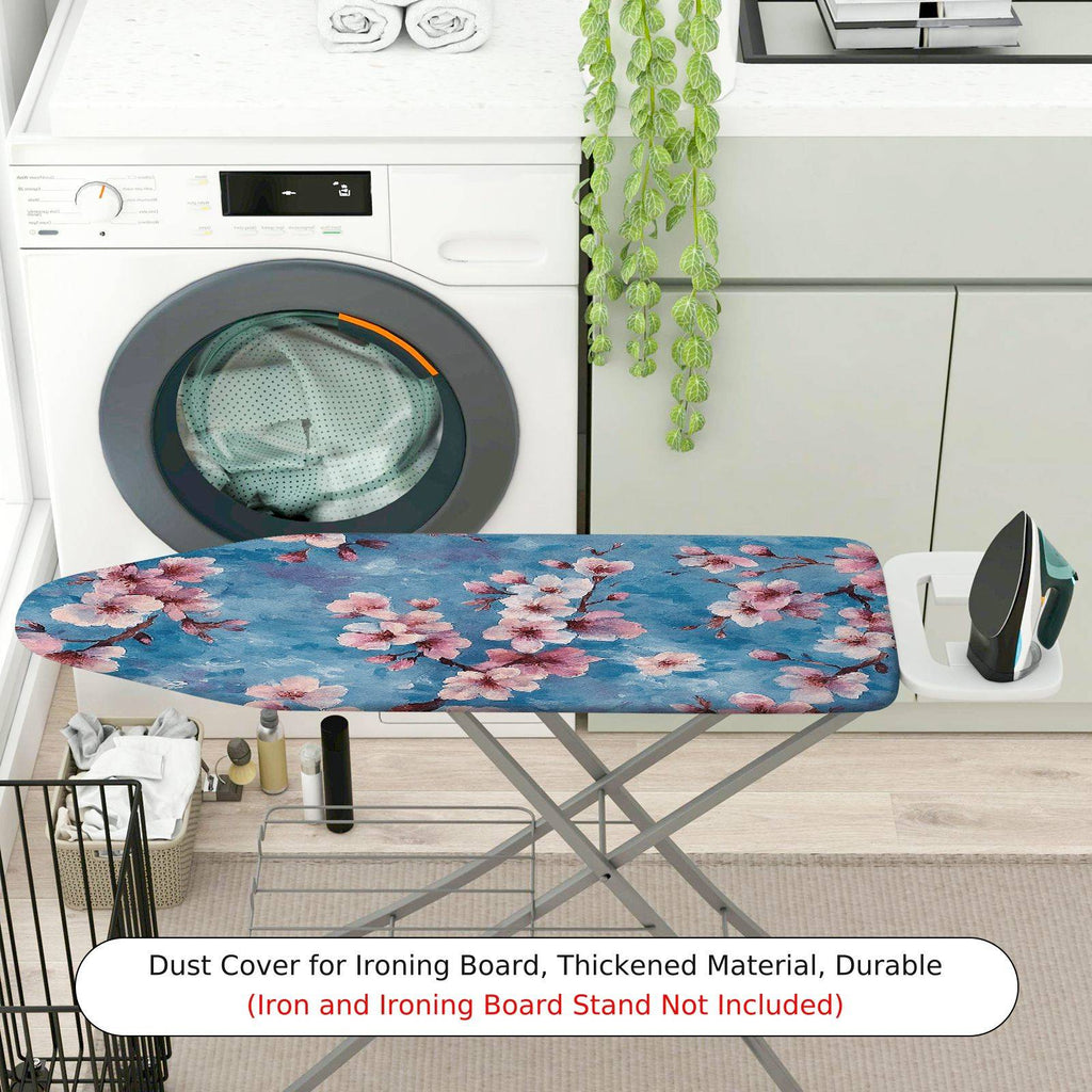 1-Piece Floral Blue Pink Blossom  Ironing Board Cover, Universal Size, Without Board