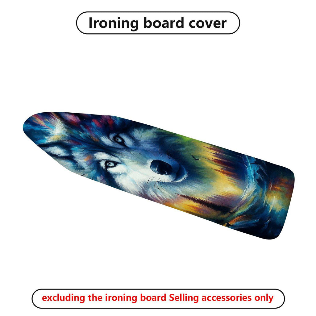 1-Piece Wolf Art Colorful Animal Painting  Ironing Board Cover, Universal Size, Without Board
