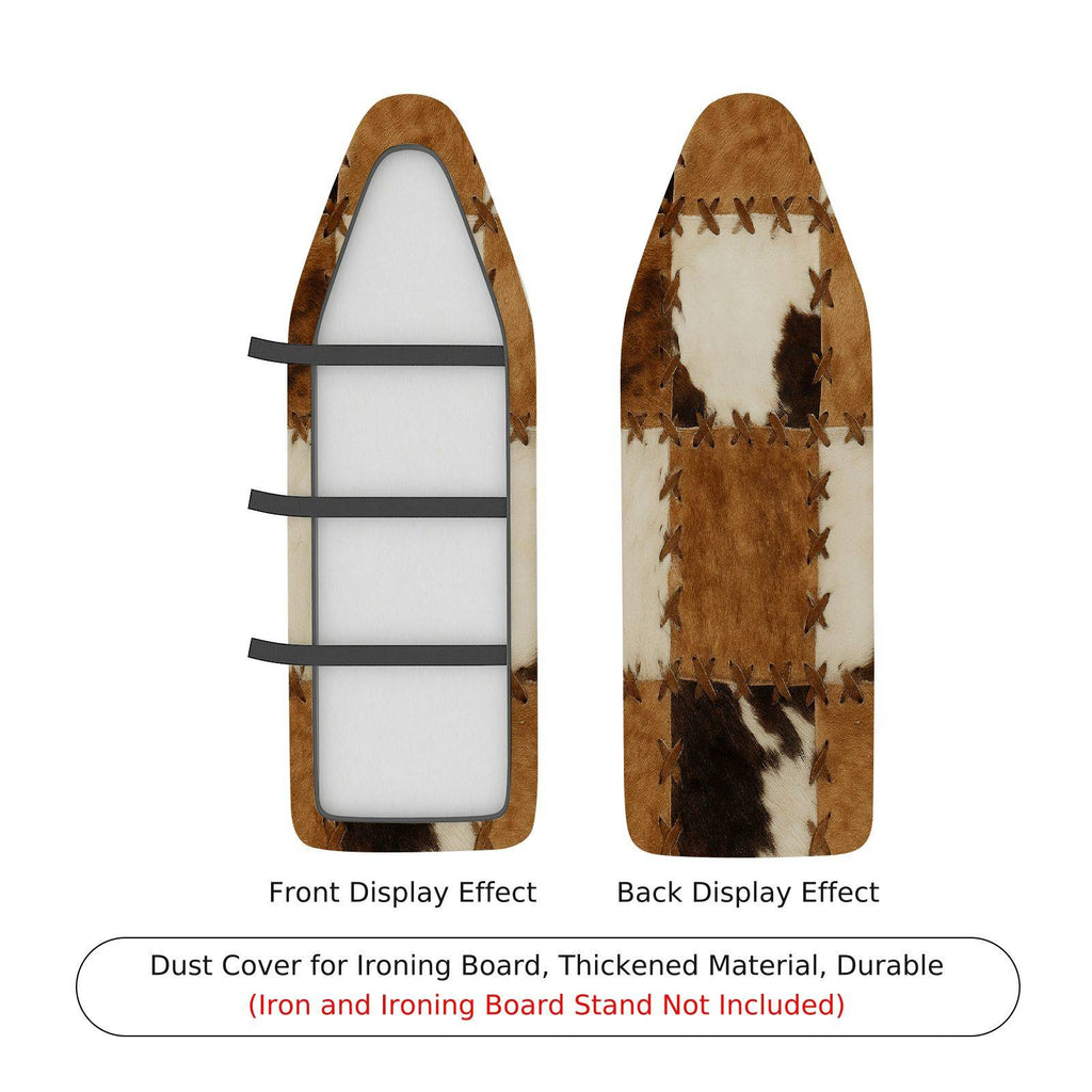1-Piece Cowhide Pattern Brown Beige Checkered  Ironing Board Cover, Universal Size, Without Board