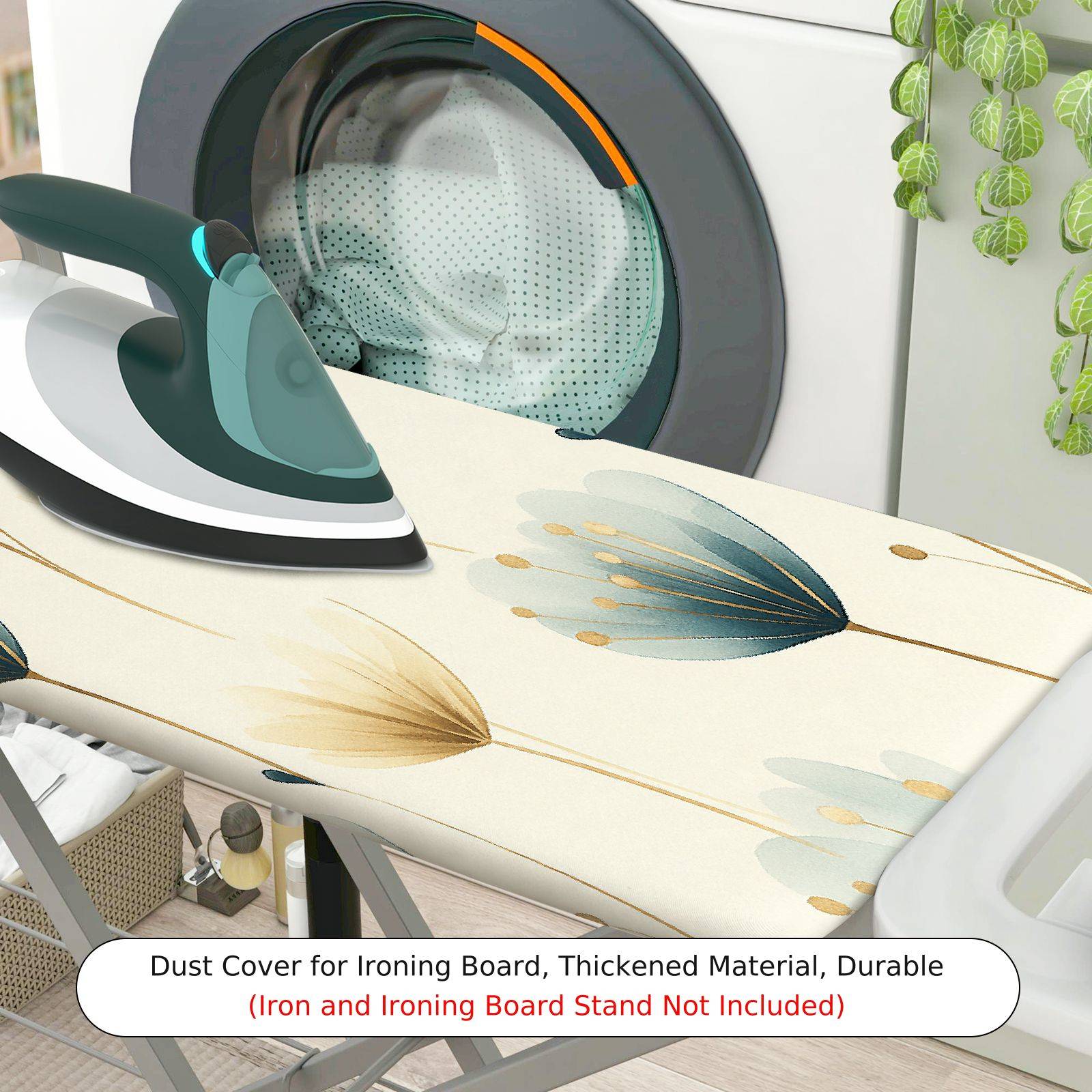 1-Piece Floral Pattern Leaf Beige  Ironing Board Cover, Universal Size, Without Board