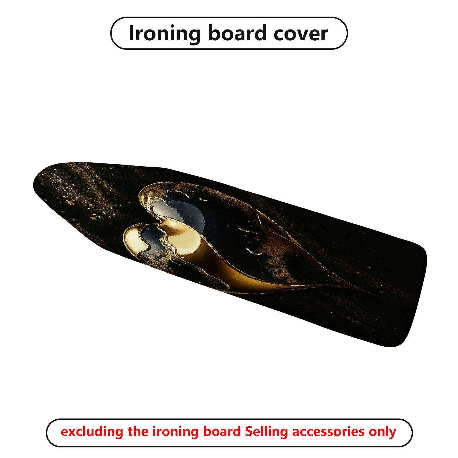 1-Piece Abstract Art Gold Black Luxury  Ironing Board Cover, Universal Size, Without Board