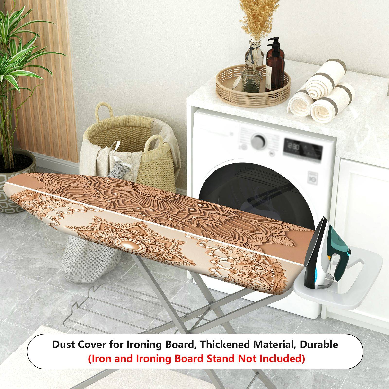 1-Piece Mandala Beige Decorative  Ironing Board Cover, Universal Size, Without Board