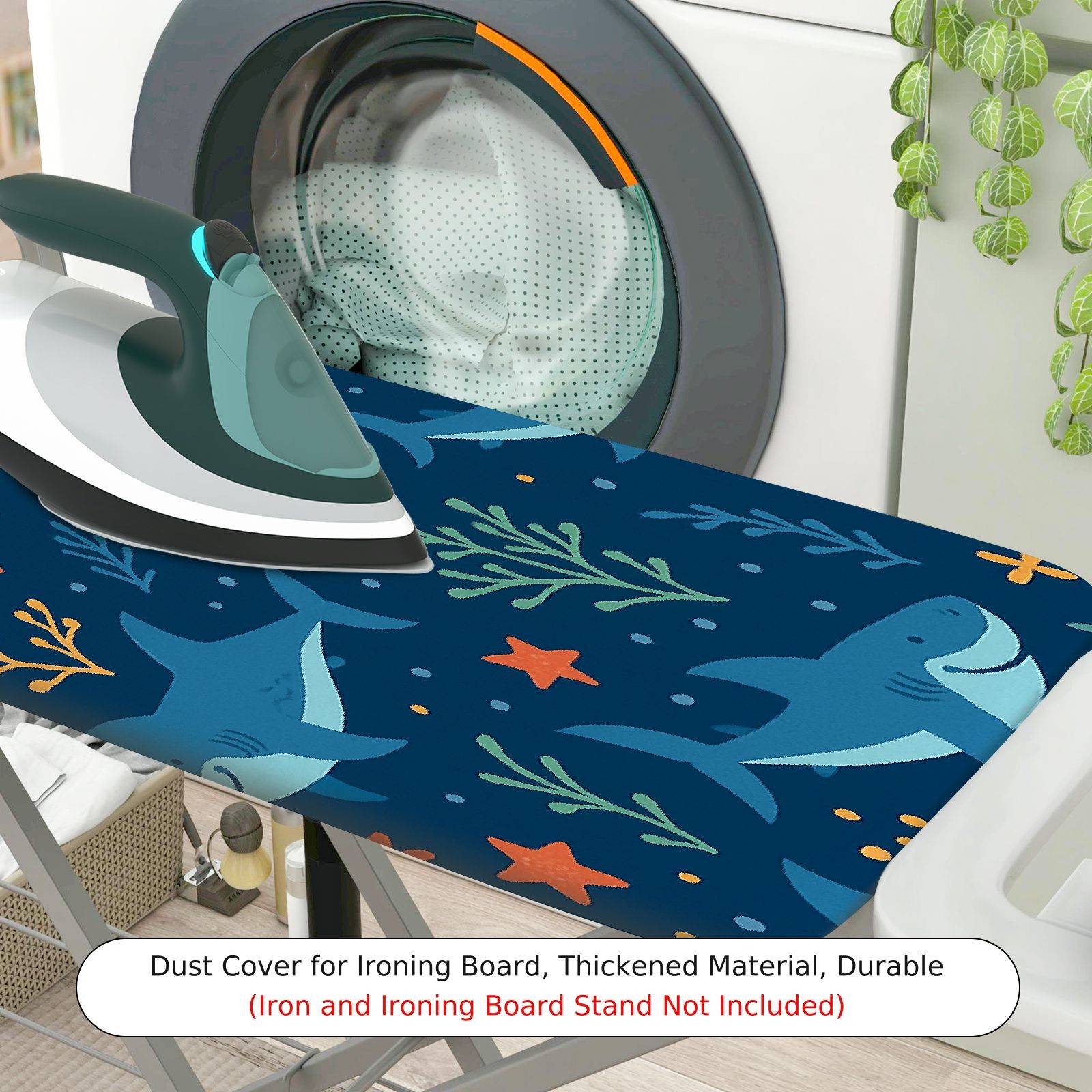 1-Piece Shark Ocean Fish  Ironing Board Cover, Universal Size, Without Board