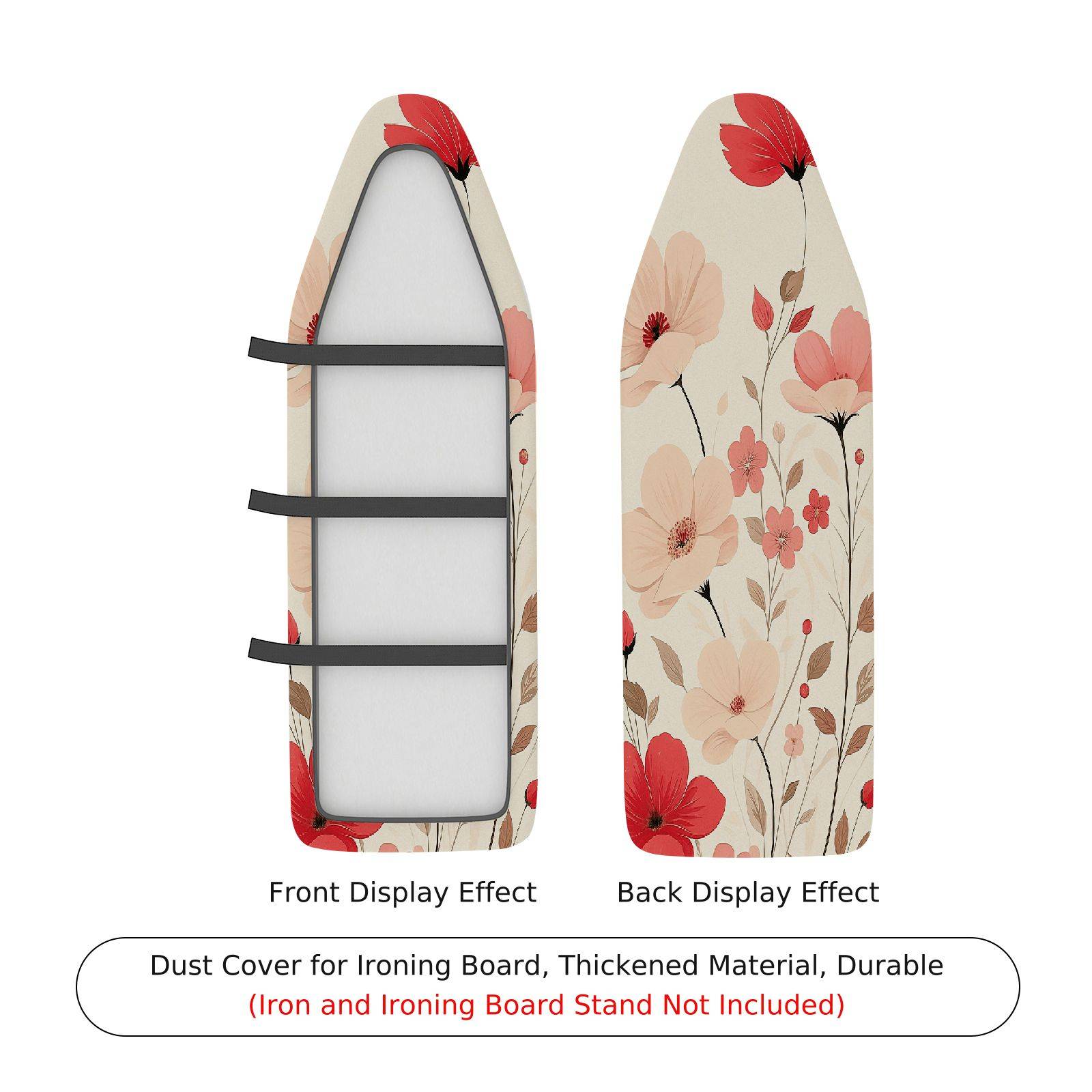 1-Piece Floral Pattern Pink Red Blossoms  Ironing Board Cover, Universal Size, Without Board