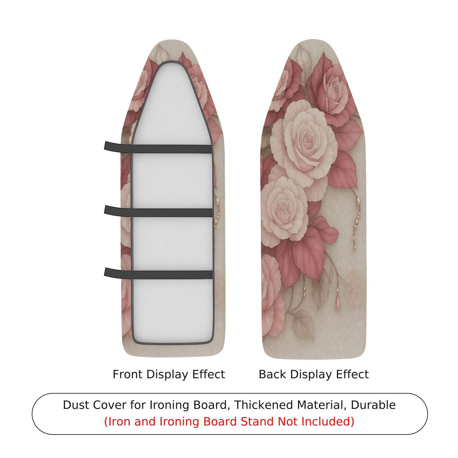 1-Piece Floral Rose Pink  Ironing Board Cover, Universal Size, Without Board