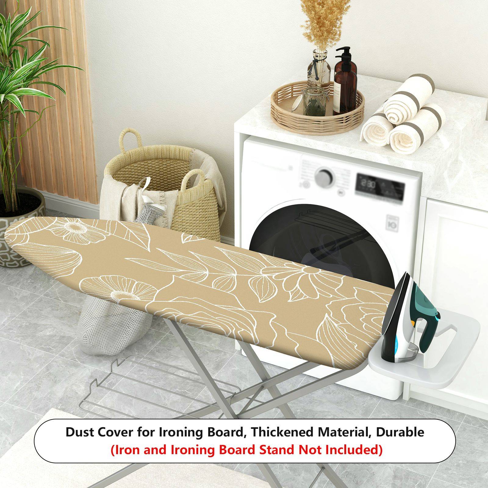 1-Piece Floral Beige Modern  Ironing Board Cover, Universal Size, Without Board