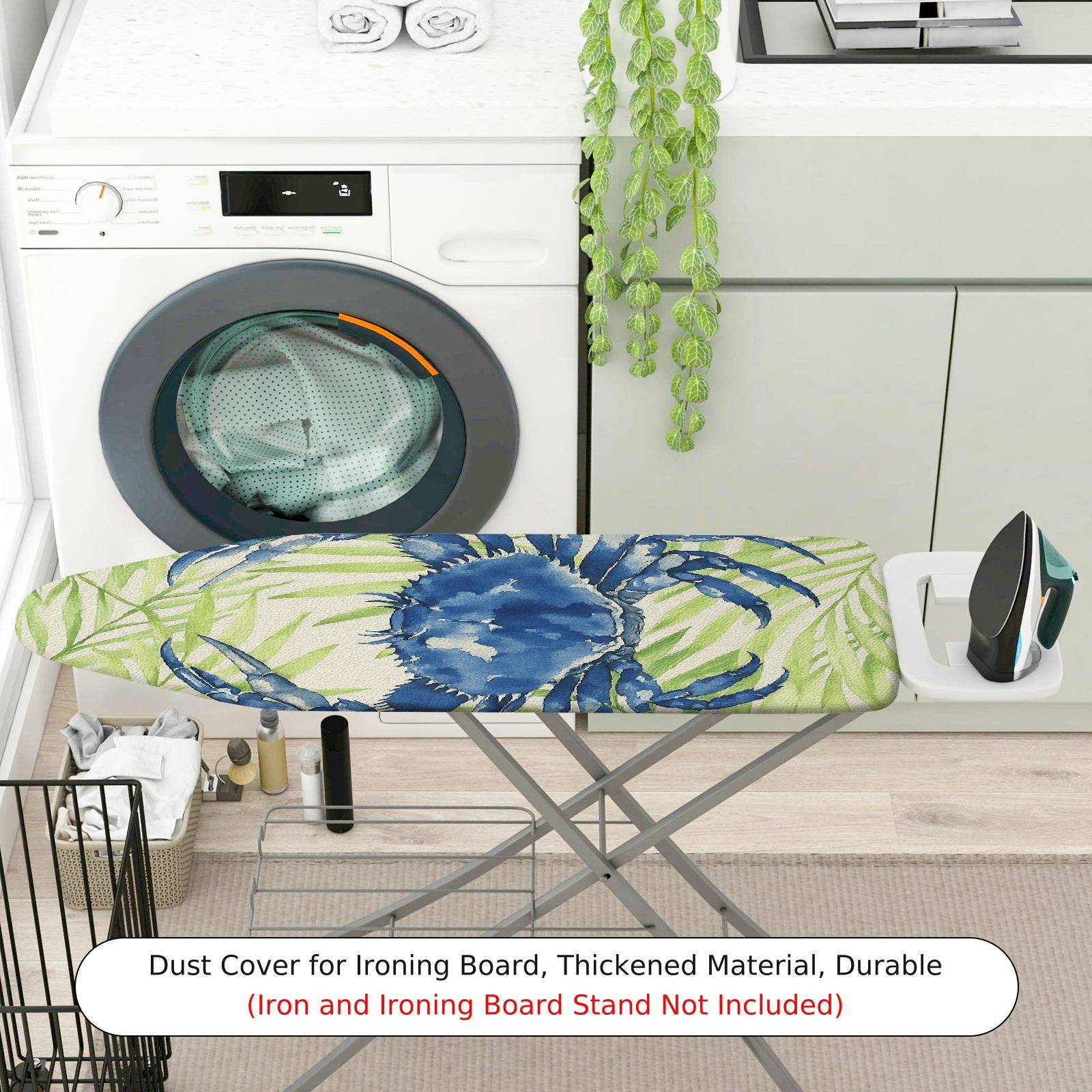 1-Piece Blue Crab Leaves Ocean  Ironing Board Cover, Universal Size, Without Board
