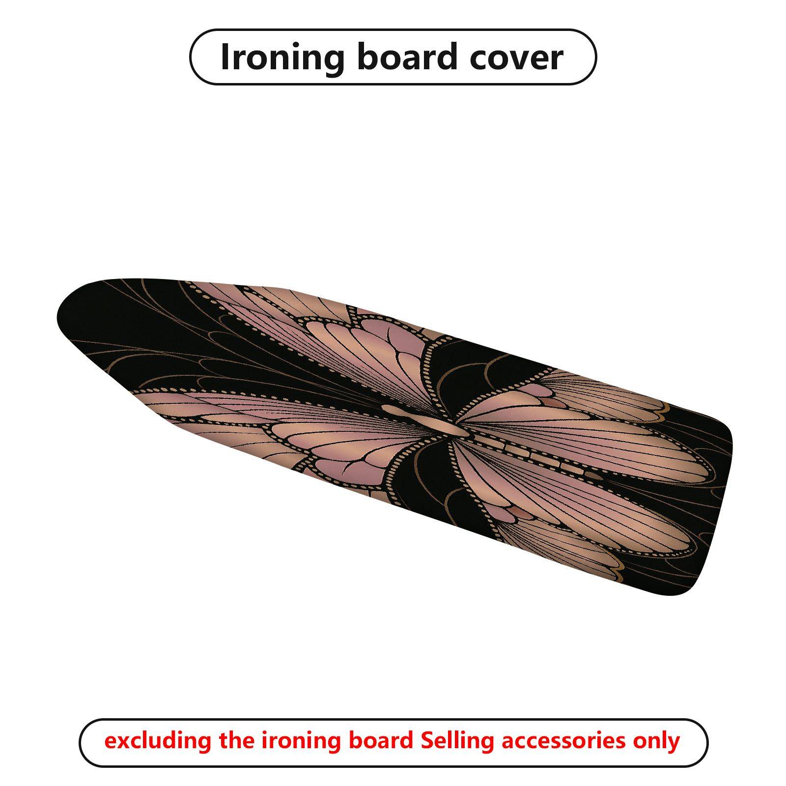 1-Piece Butterfly Black Pink Floral  Ironing Board Cover, Universal Size, Without Board