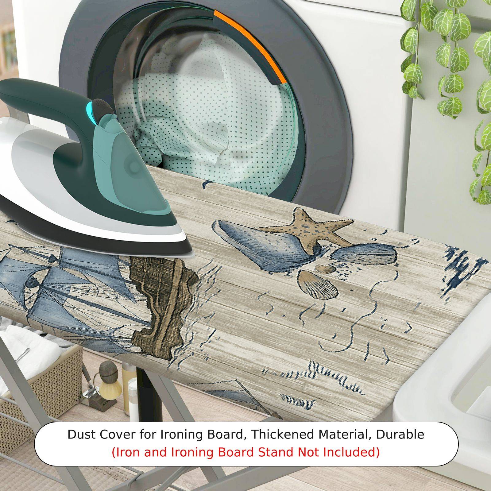 1-Piece Nautical Sailboat Ocean  Ironing Board Cover, Universal Size, Without Board