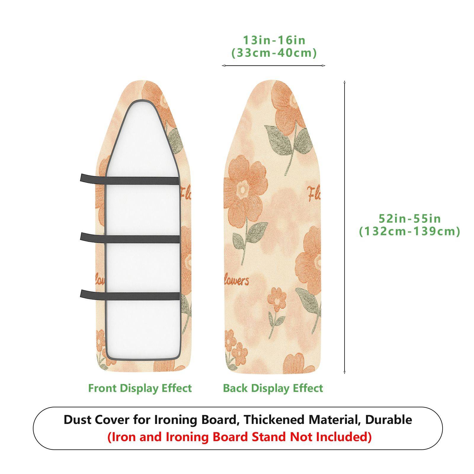 1-Piece Floral Pattern Beige Orange  Ironing Board Cover, Universal Size, Without Board