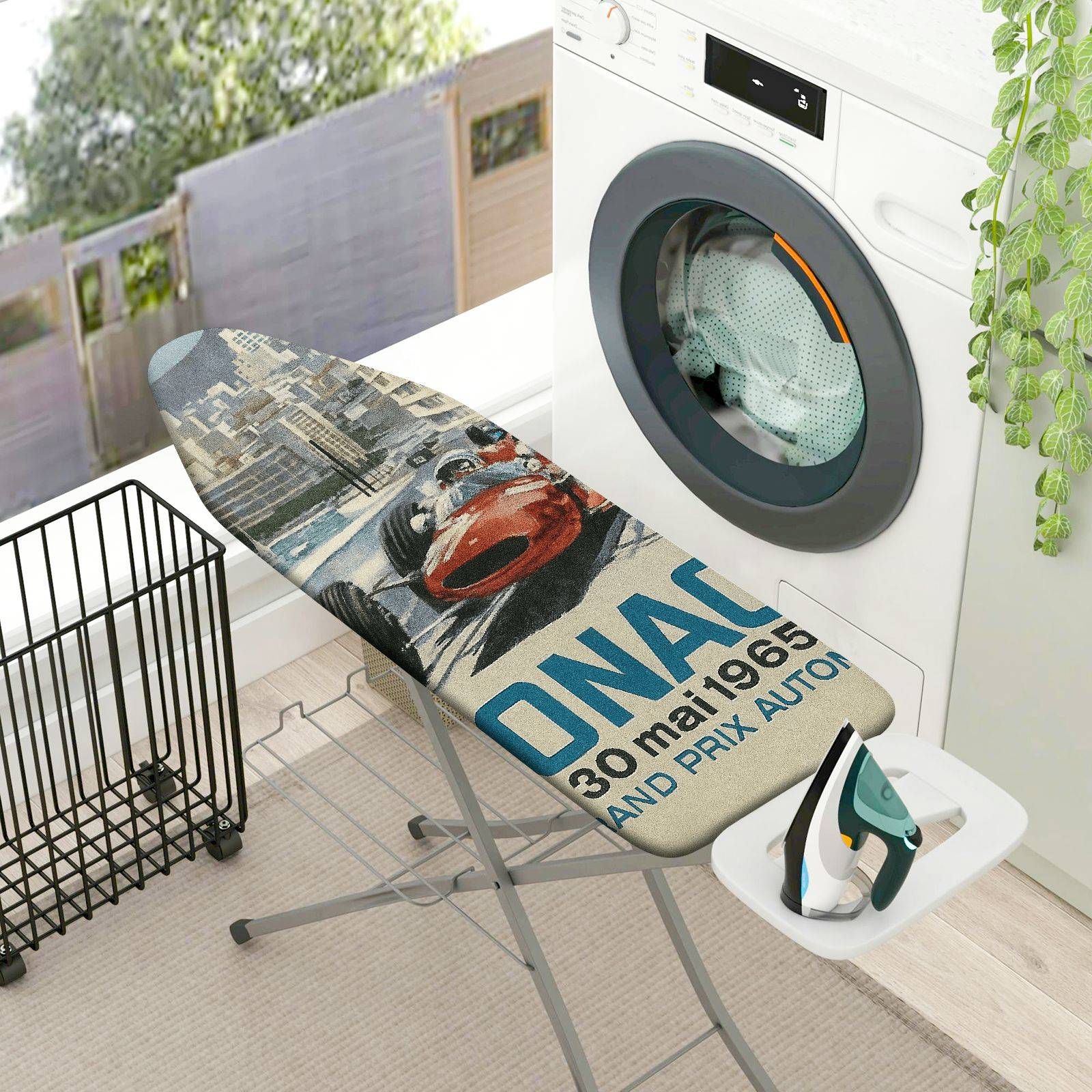 1-Piece Retro Racing Car City  Ironing Board Cover, Universal Size, Without Board