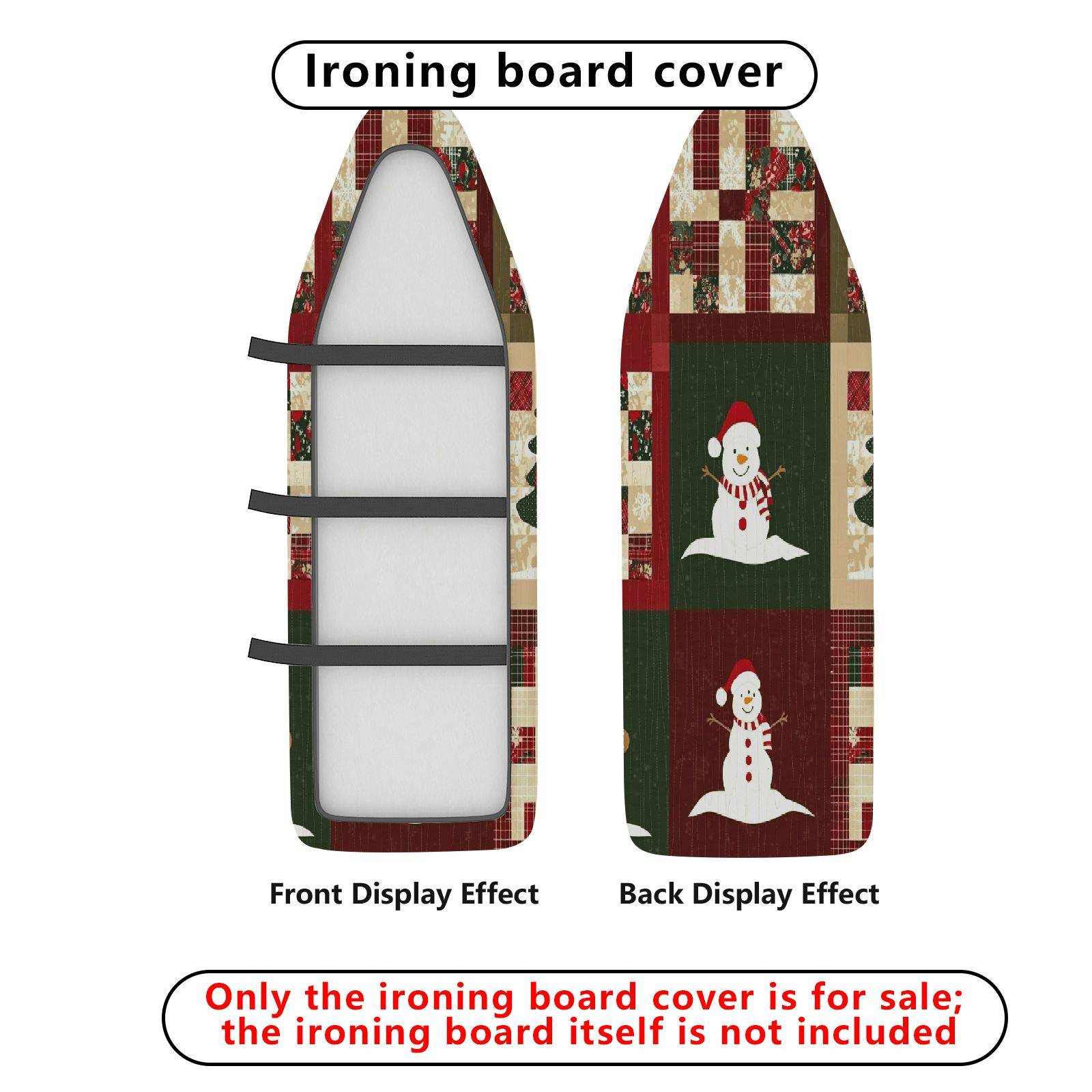 1-Piece Snowman Christmas Patchwork  Ironing Board Cover, Universal Size, Without Board