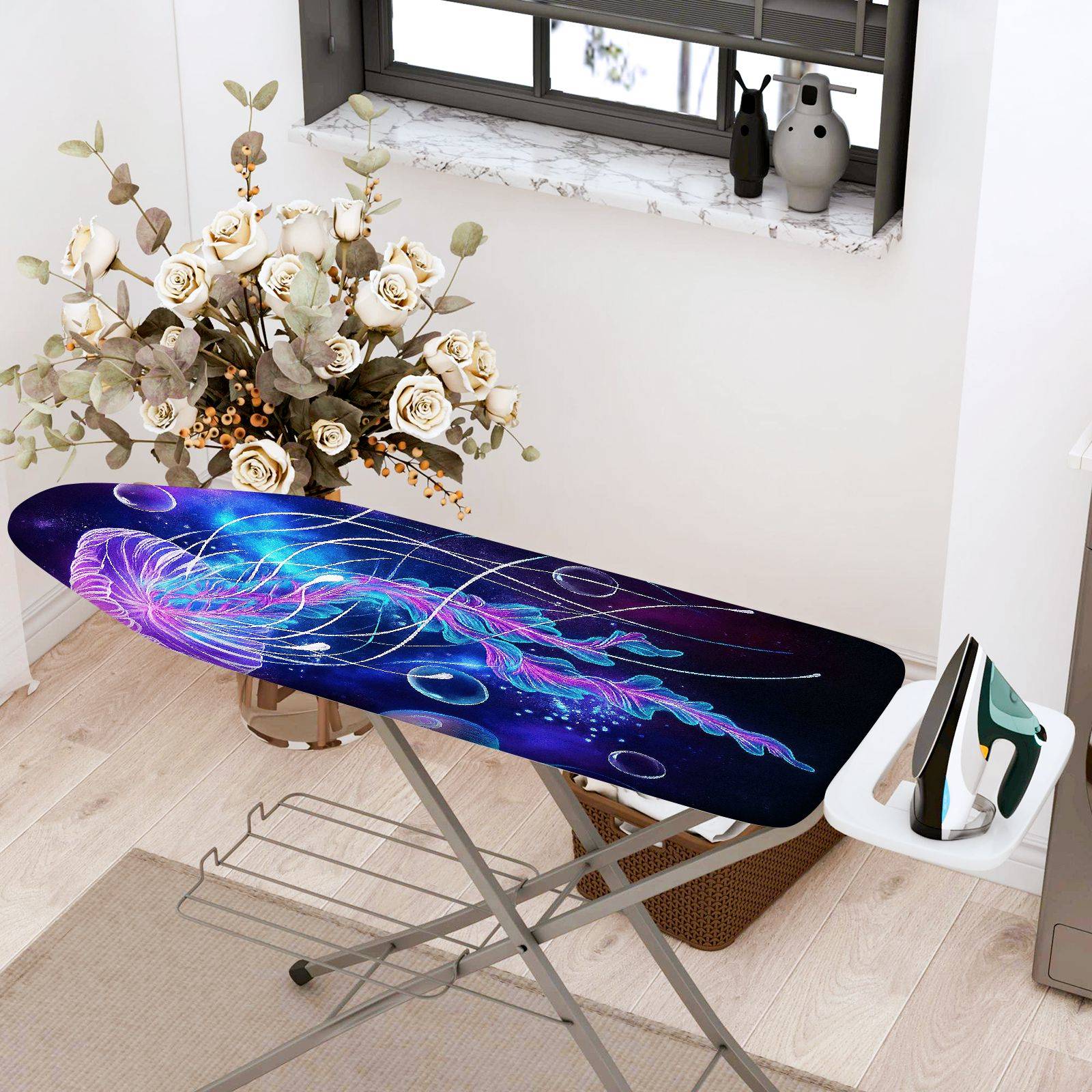 1-Piece Jellyfish Space Ocean  Ironing Board Cover, Universal Size, Without Board