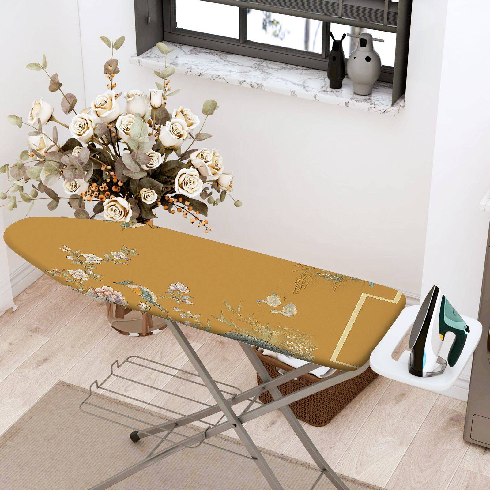1-Piece Floral Bird Retro  Ironing Board Cover, Universal Size, Without Board
