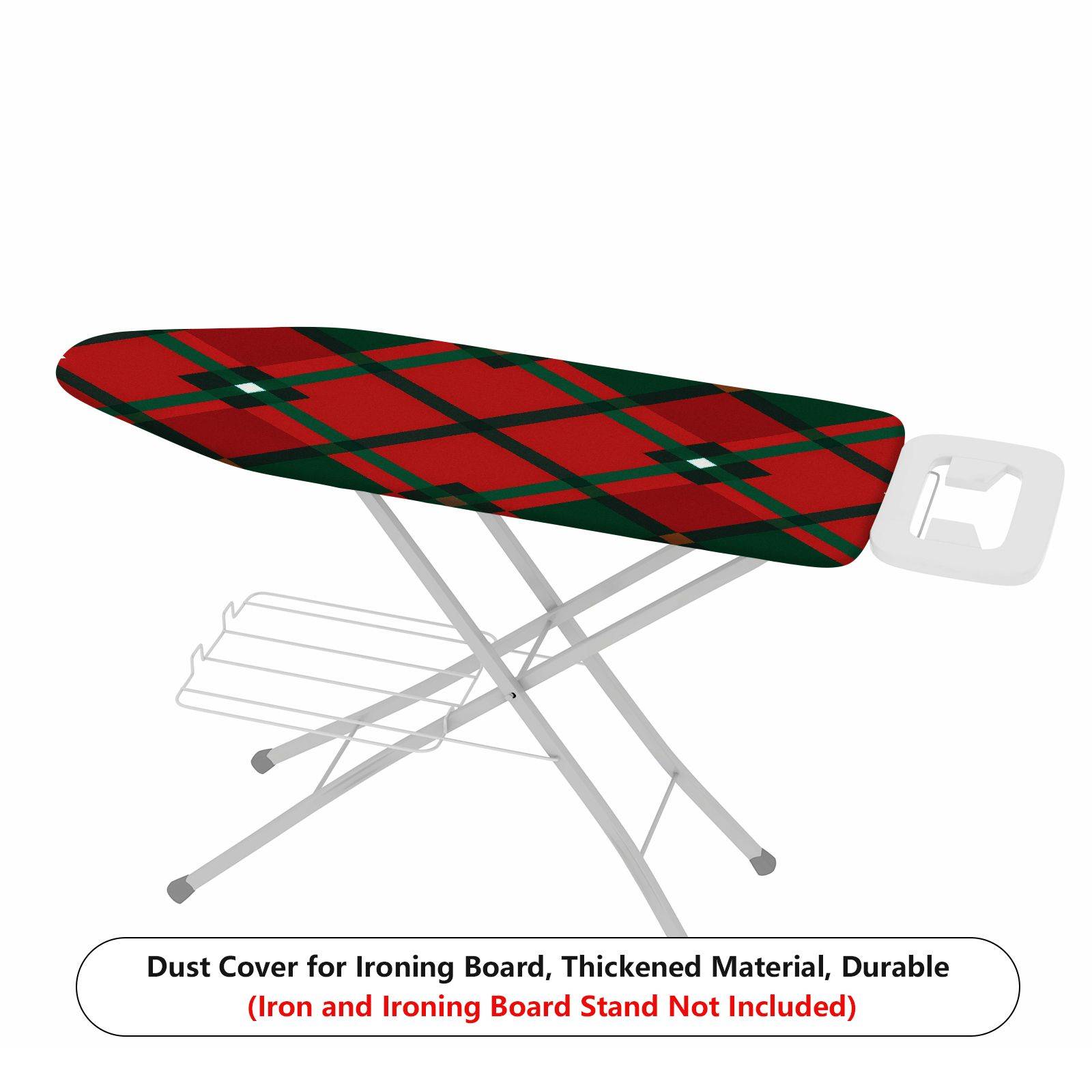 1-Piece Red Green Plaid Pattern Christmas  Ironing Board Cover, Universal Size, Without Board