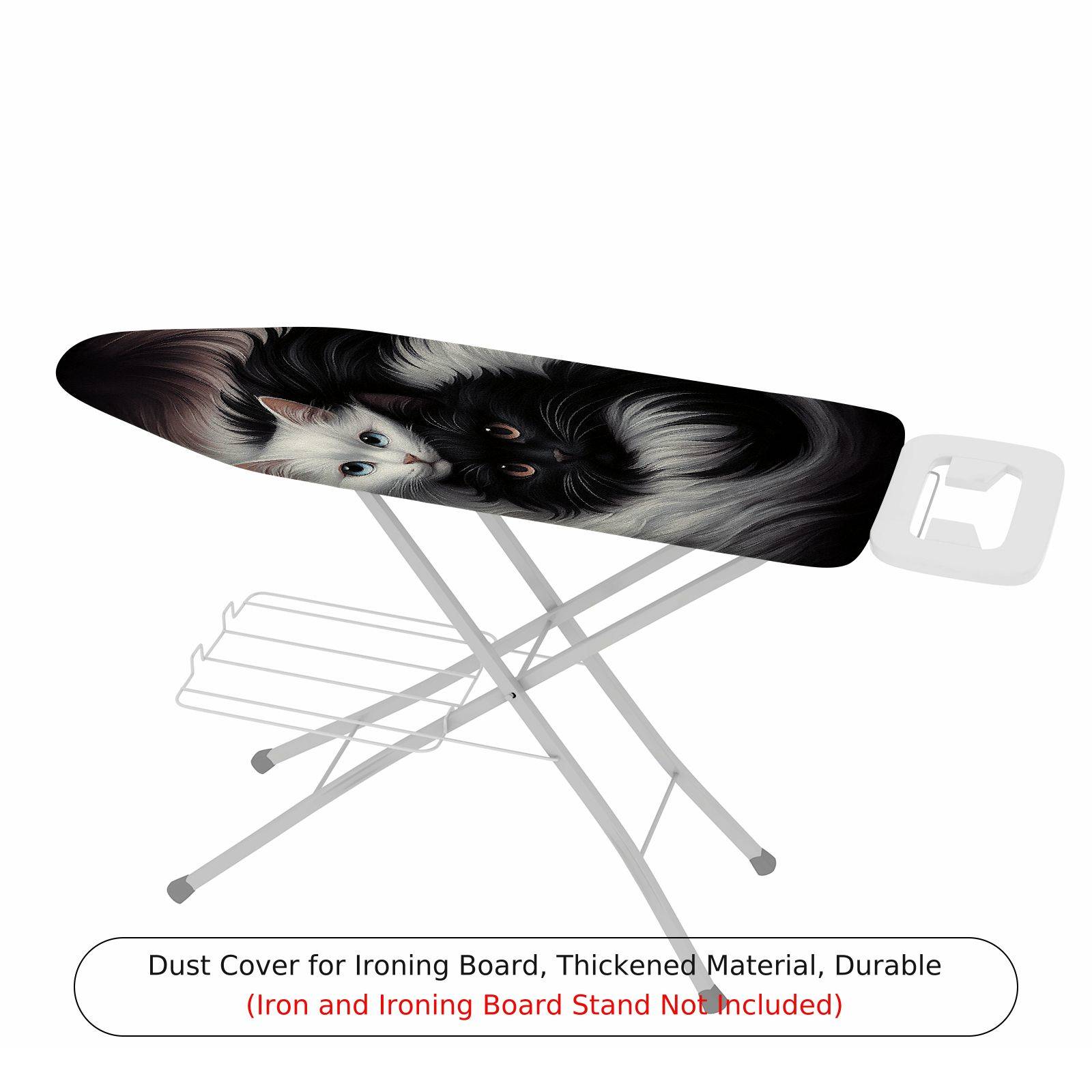 1-Piece Black White Cat Artistic Animal Print  Ironing Board Cover, Universal Size, Without Board
