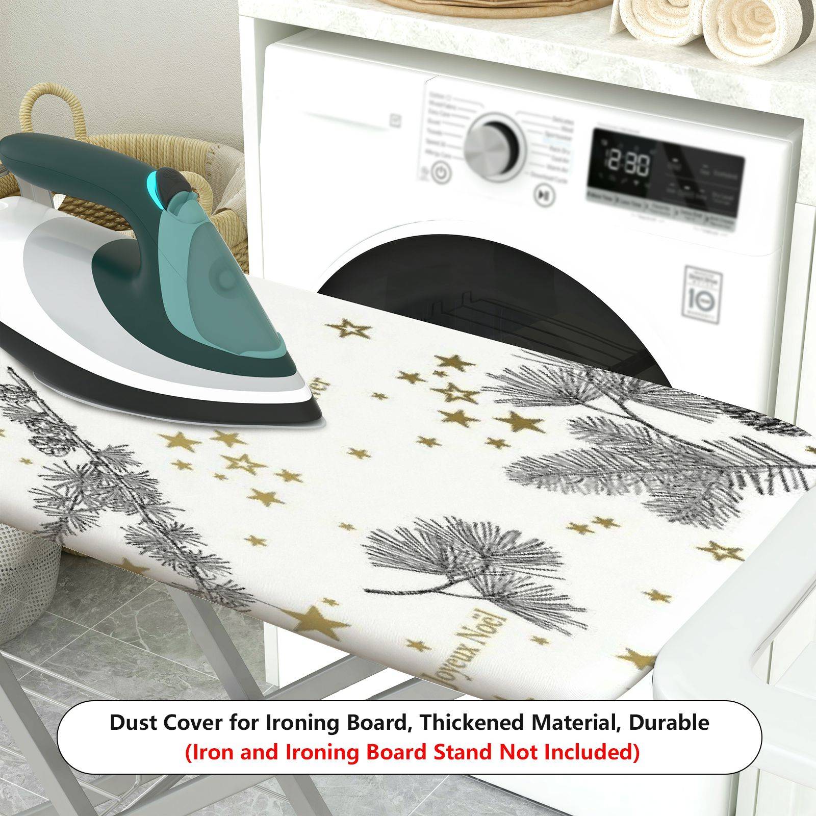1-Piece Deer Christmas Stars  Ironing Board Cover, Universal Size, Without Board