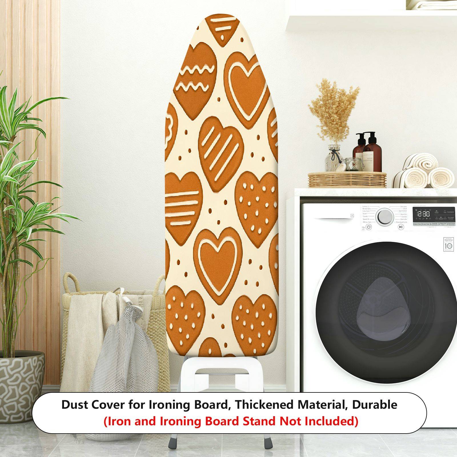 1-Piece Heart Pattern Brown Christmas  Ironing Board Cover, Universal Size, Without Board