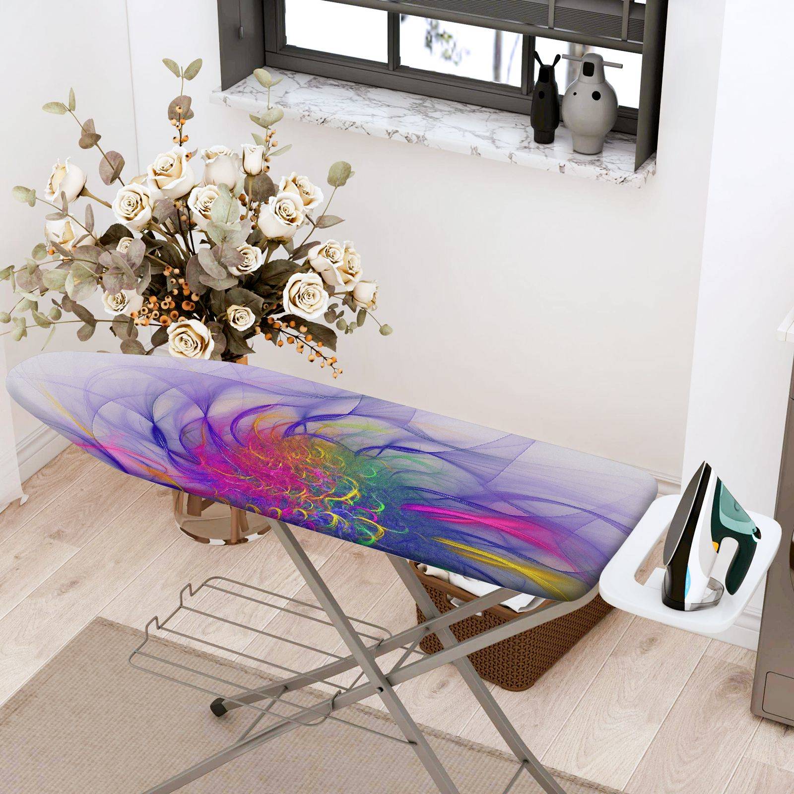 1-Piece Abstract Swirl Colorful Pattern  Ironing Board Cover, Universal Size, Without Board