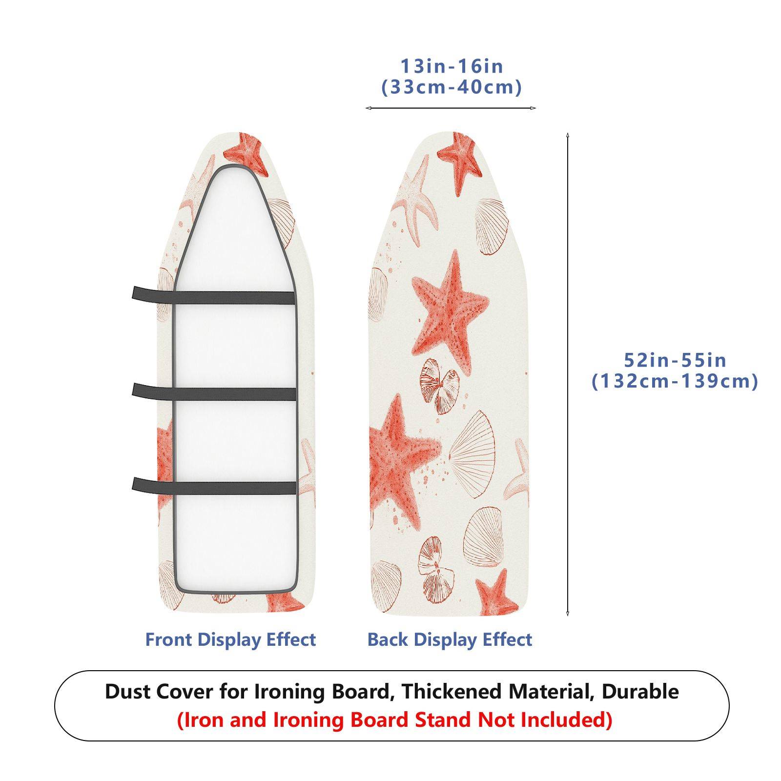1-Piece Starfish Shell Ocean  Ironing Board Cover, Universal Size, Without Board