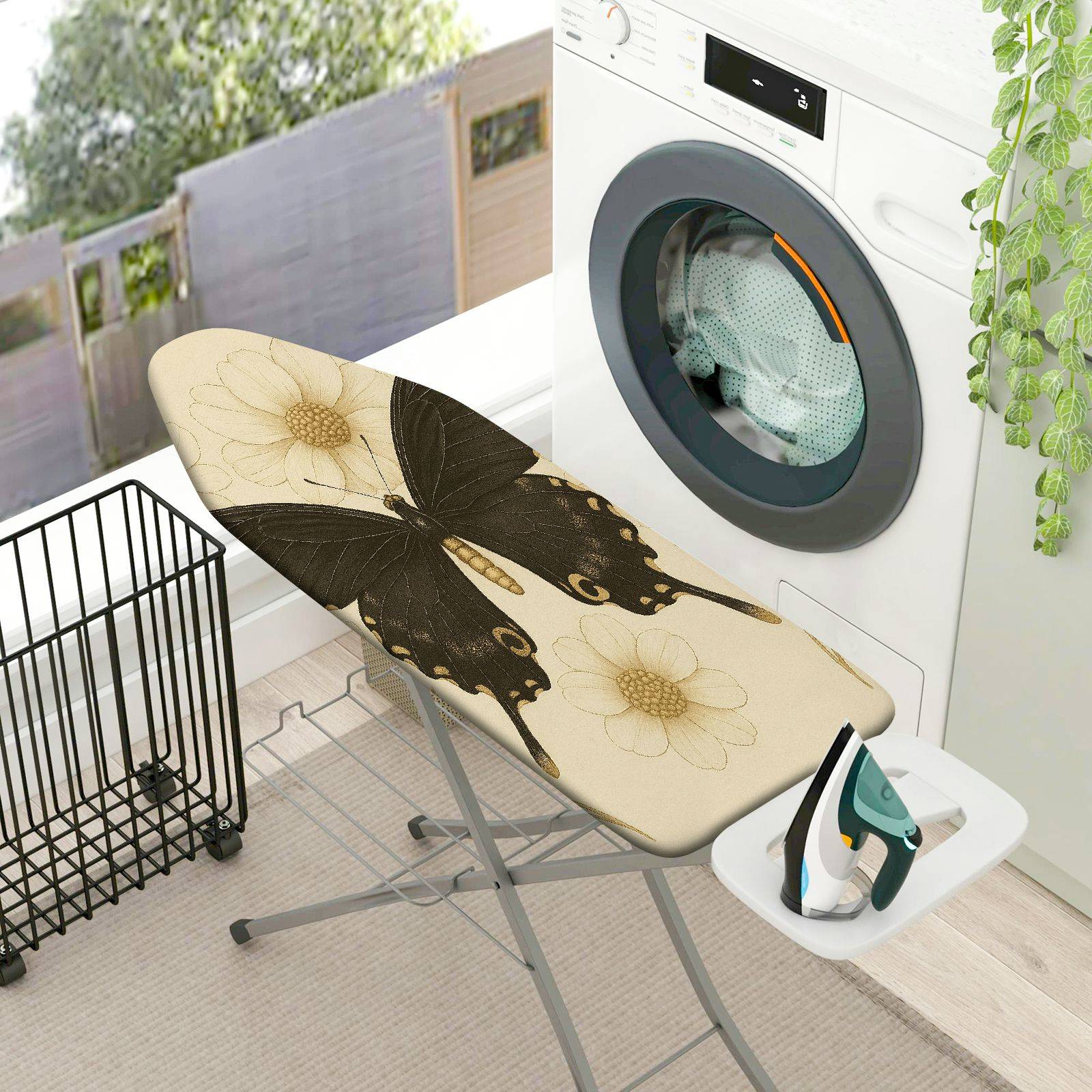 1-Piece butterfly floral beige  Ironing Board Cover, Universal Size, Without Board