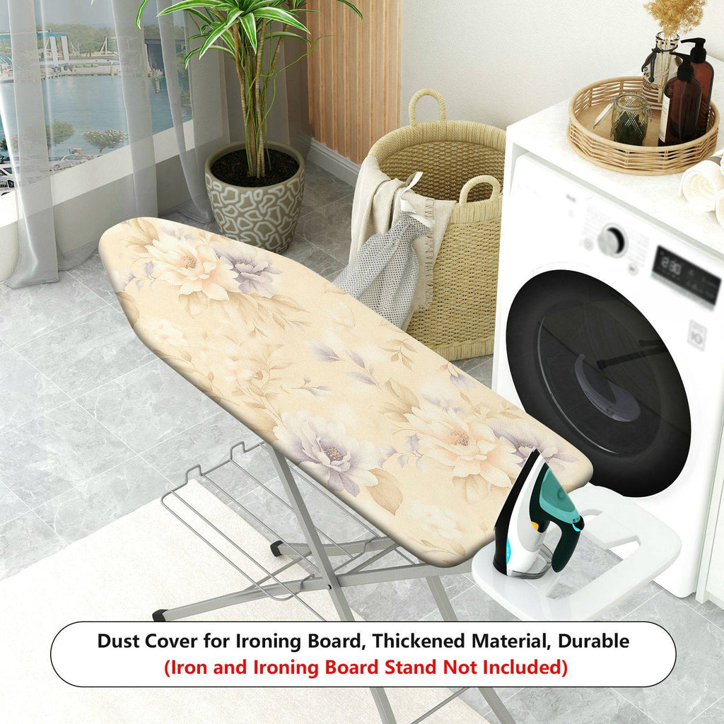 1-Piece Floral Pattern Pastel Beige Leaves  Ironing Board Cover, Universal Size, Without Board