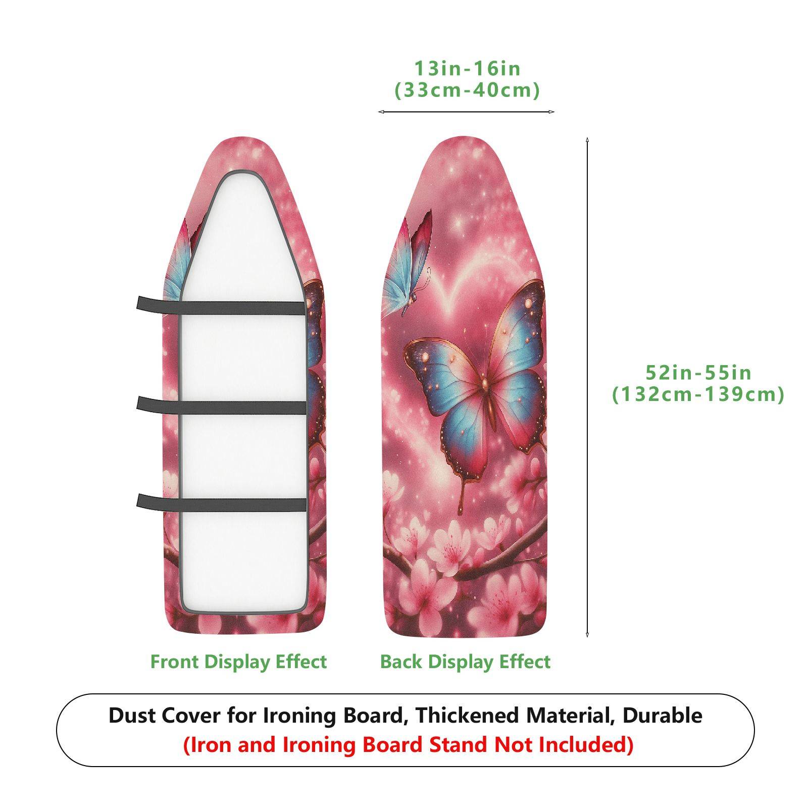 1-Piece Butterfly Cherry Blossom Pink  Ironing Board Cover, Universal Size, Without Board