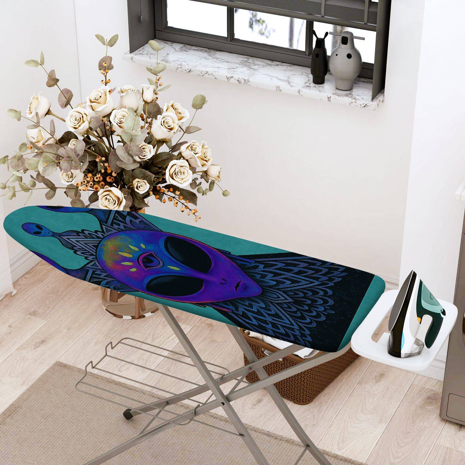 1-Piece Alien Space Galaxy  Ironing Board Cover, Universal Size, Without Board