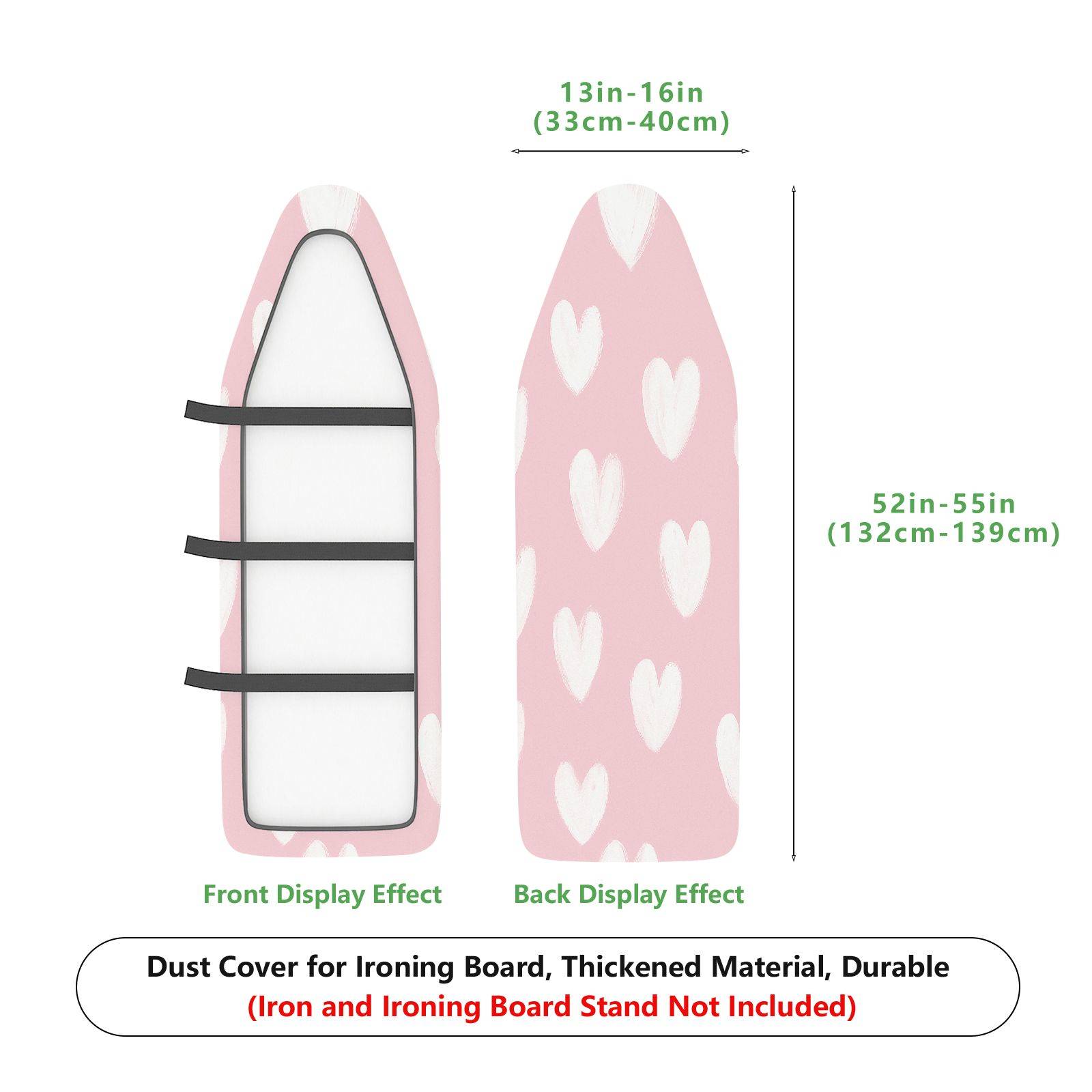 1-Piece Pink Heart Floral  Ironing Board Cover, Universal Size, Without Board
