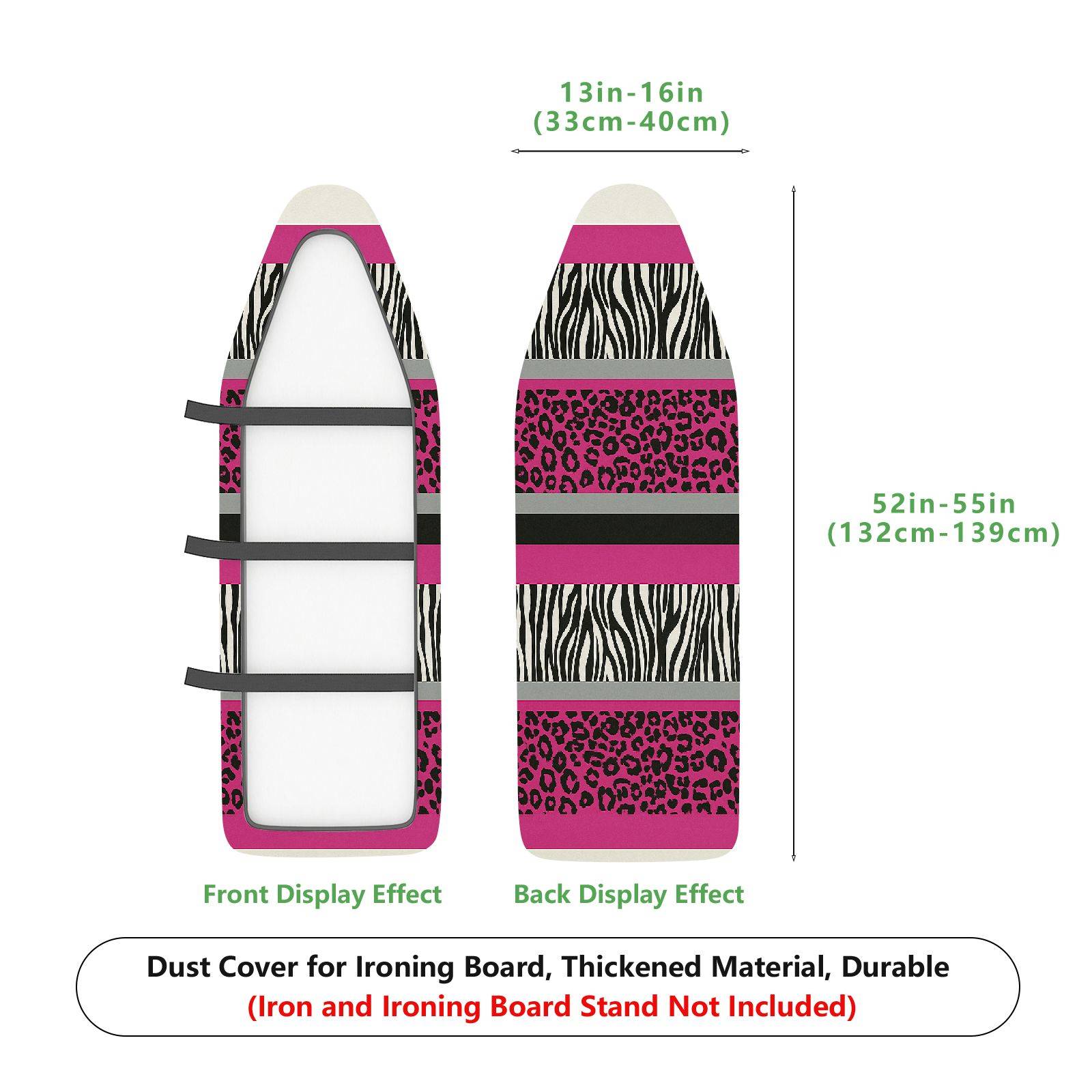 1-Piece Leopard Zebra Pink  Ironing Board Cover, Universal Size, Without Board