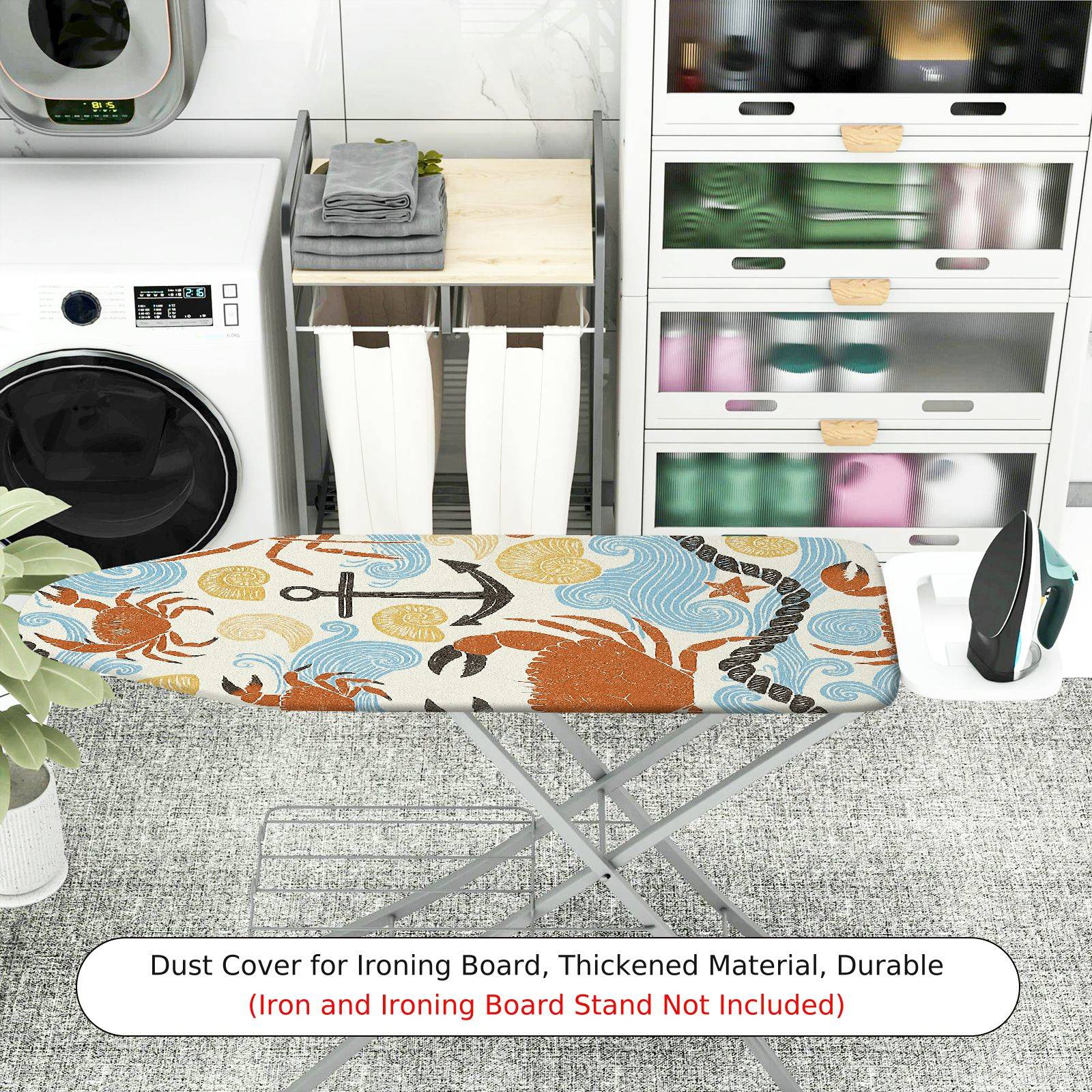 1-Piece Ocean Crab Anchor  Ironing Board Cover, Universal Size, Without Board