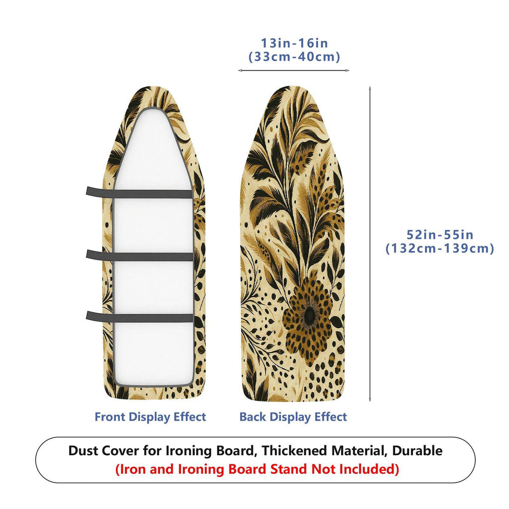 1-Piece Floral Pattern Beige Black Leaves  Ironing Board Cover, Universal Size, Without Board