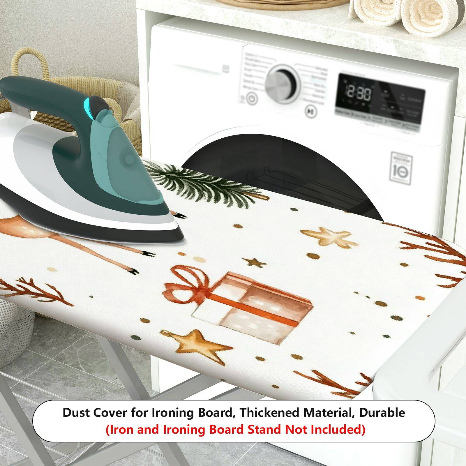 1-Piece Christmas Deer Tree Gift  Ironing Board Cover, Universal Size, Without Board