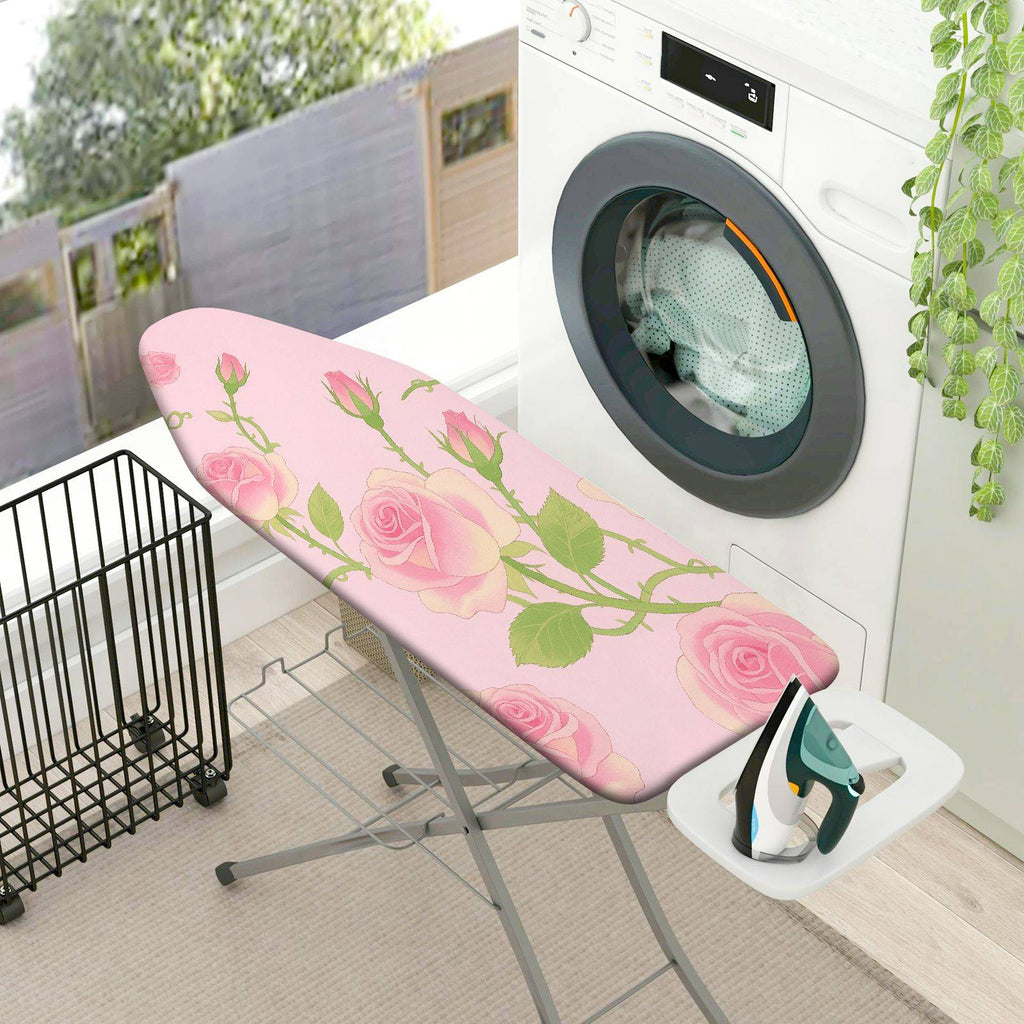 1-Piece Floral Pink Rose  Ironing Board Cover, Universal Size, Without Board