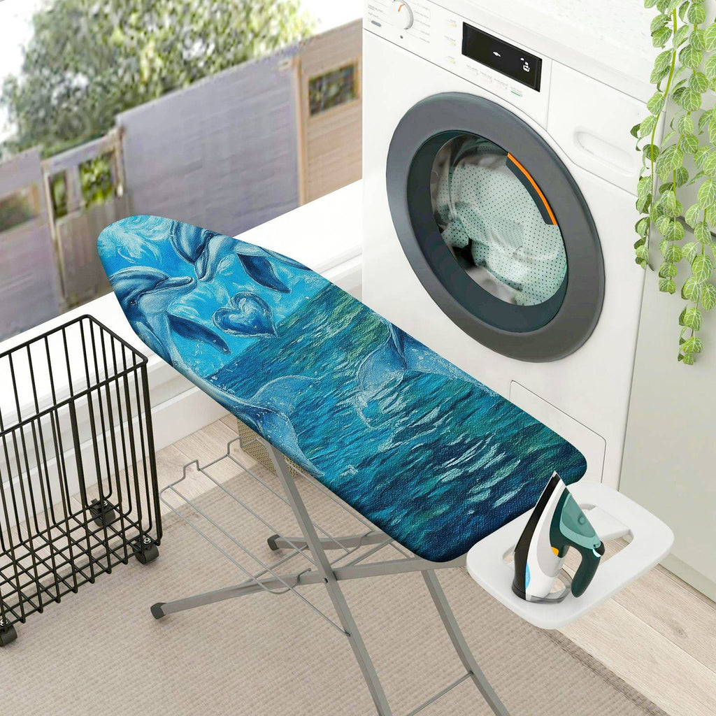 1-Piece Dolphin Ocean Blue  Ironing Board Cover, Universal Size, Without Board