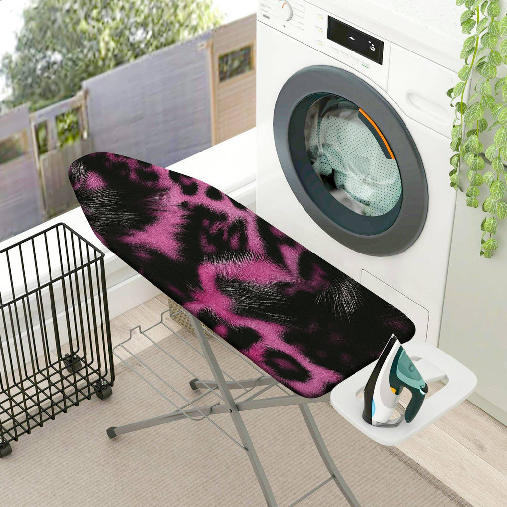 1-Piece Pink Black Leopard Pattern  Ironing Board Cover, Universal Size, Without Board