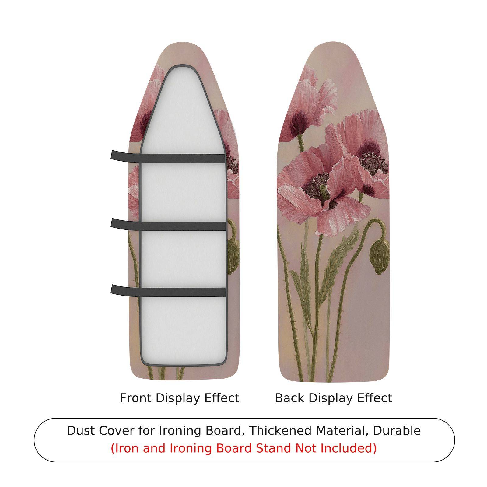 1-Piece Floral Pink Artistic  Ironing Board Cover, Universal Size, Without Board