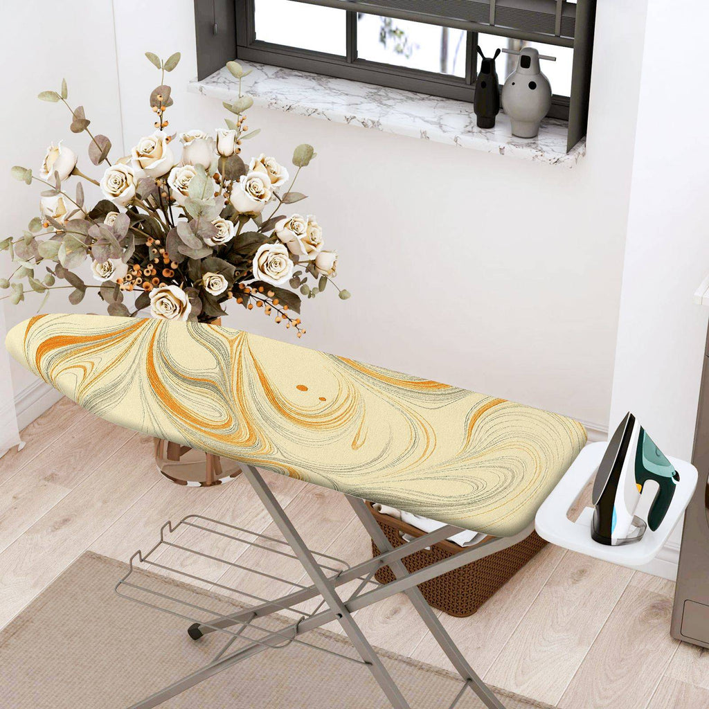 1-Piece Abstract Swirl Pattern Beige Orange  Ironing Board Cover, Universal Size, Without Board